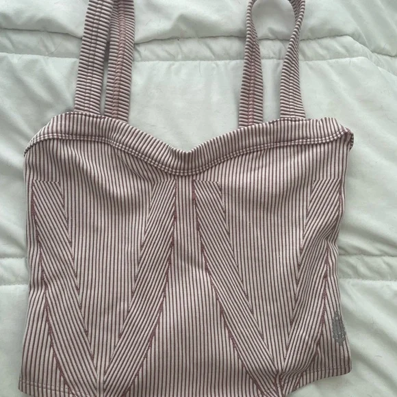 Elegant Striped Crop Tank Top in Pink - Picture 1 of 3
